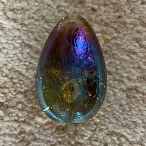 Iridescent GES Glass Paperweight Egg